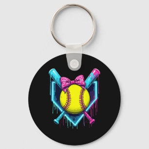 Softball Ice Cream Dripping Softball  Keychain
