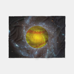 Softball in Space Unique Softball Fleece Blanket