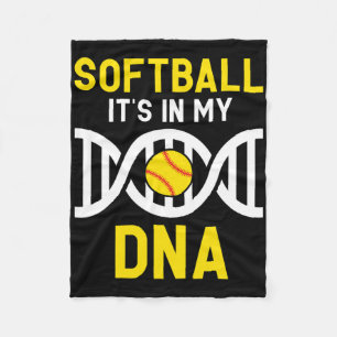 Softball Is My Dna Funny Softball Baller Catcher  Fleece Blanket