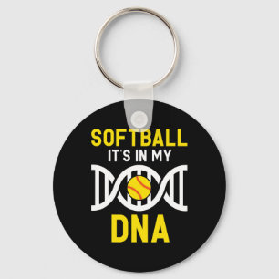 Softball Is My Dna Funny Softball Baller Catcher Keychain