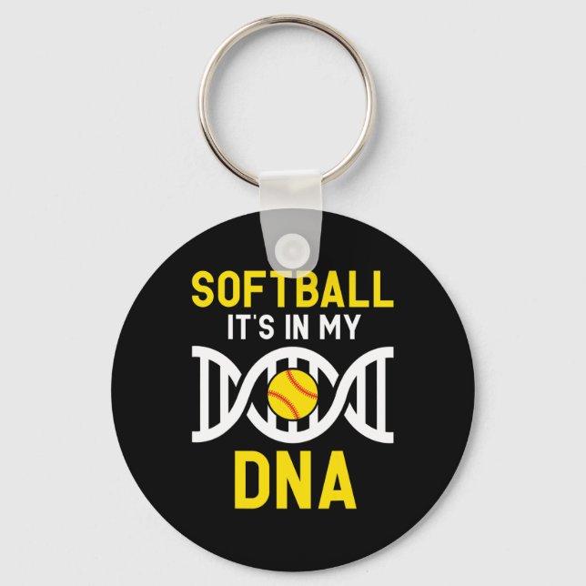 Softball Is My Dna Funny Softball Baller Catcher  Keychain (Front)