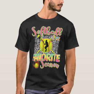 Softball Is My Favourite Season  Leopard Softball  T-Shirt