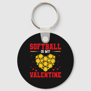 Softball Is My Valentine Softball Heart Softball L Keychain