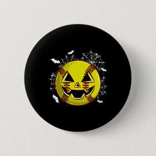 Softball Jack O Lantern Pumpkin Face Halloween Cos 2 Inch Round Button