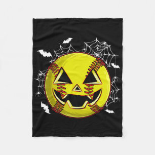 Softball Jack O Lantern Pumpkin Face Halloween Cos Fleece Blanket
