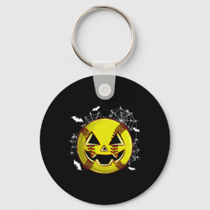 Softball Jack O Lantern Pumpkin Face Halloween Cos Keychain