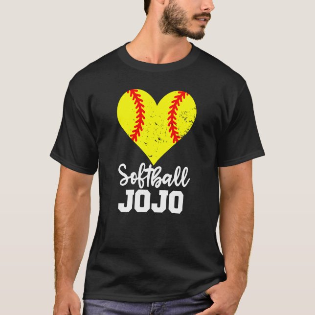 Softball Jojo Softball Heart Grandma JoJo T-Shirt (Front)