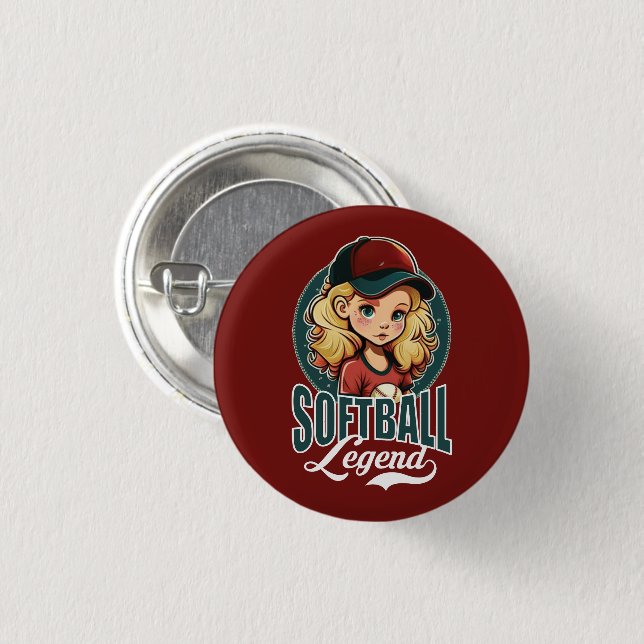 Softball Legend 1 Inch Round Button (Front & Back)