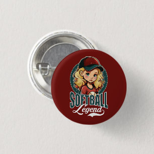 Softball Legend 1 Inch Round Button