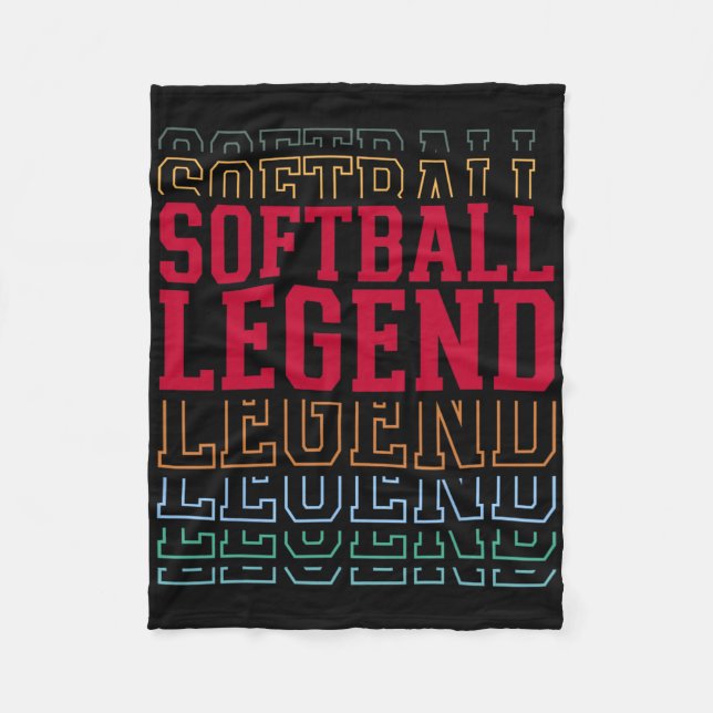 Softball Legend Funny Layered Text Team Player Coa Fleece Blanket (Front)