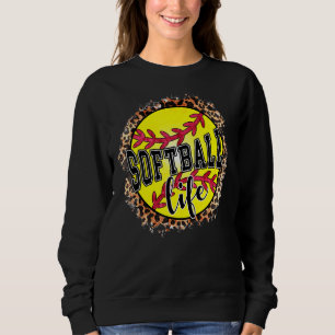 Softball Life For Women Leopard Mom Mother's Day 2 Sweatshirt