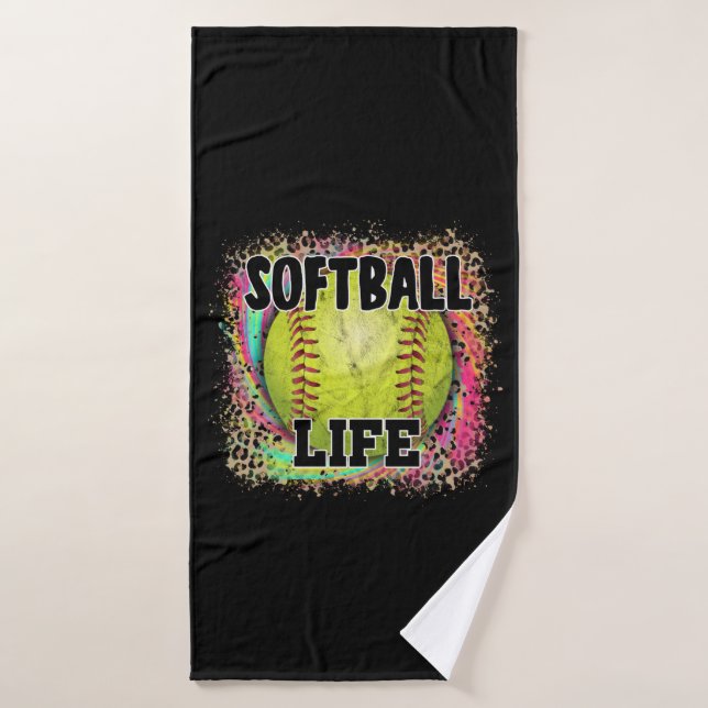 Softball Life Tie Dye Empreinte de léopard Yellow  (Serviette de bain)