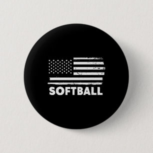 Softball Life Usa Flag Patriotic Sports Design 2 Inch Round Button