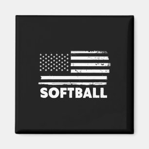 Softball Life Usa Flag Patriotic Sports Design Magnet