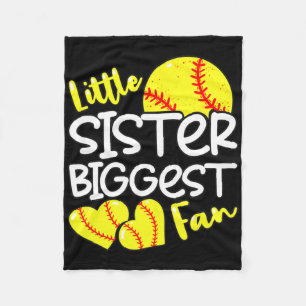 Softball Little Sister Biggest Fan Teen Girls  Fleece Blanket