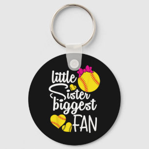 Softball Little Sister Biggest Fan Teen Girls Soft Keychain