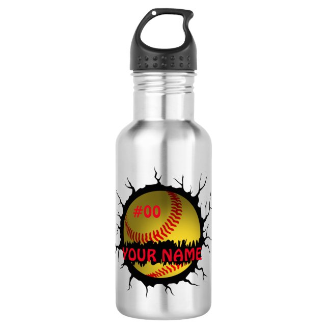 Softball Logo, Softball Custom Name, Softball Gift 532 Ml Water Bottle (Front)
