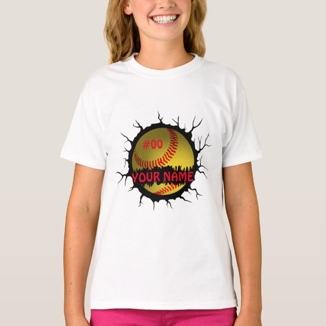 Softball Logo, Softball Custom Name, Softball Gift T-Shirt (Front)