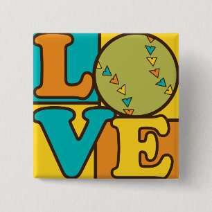 Softball Love 2 Inch Square Button