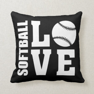 Softball Love Black Throw Pillow