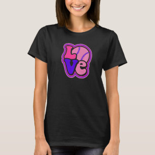 Softball Love for Teen Girls & Women Purple & Pink T-Shirt