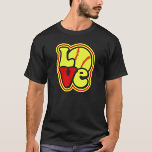 Softball Love for Teen Girls & Women Red & Yellow  T-Shirt