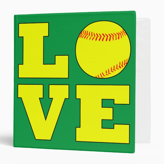Softball Love Personnalisable Classeur à trois ann (Devant/Intérieur)