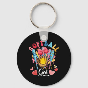 Softball Lover Girl Colorful Bowling Equipment Pla Keychain