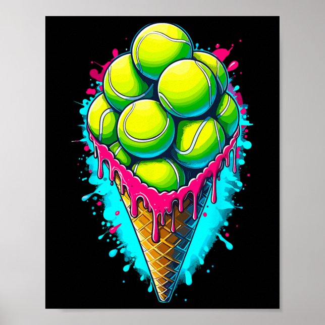 Softball Lover Ice Cream Dripping Softball  Poster (Front)