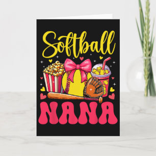 Softball Lover Nana Mother's Day Bow Tie Cute Fan  Card
