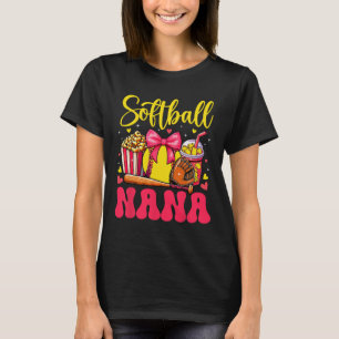 Softball Lover Nana Mother's Day Bow Tie Cute Fan  T-Shirt