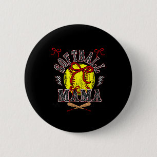 Softball Mama Coquette Softball Game Day Softball 2 Inch Round Button