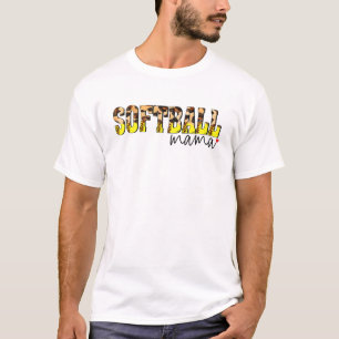 Softball Mama Cute Leopard Mother's Day Sports T-Shirt