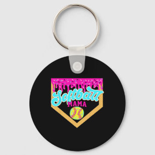Softball Mama Drip Ice Cream Dripping Game Day Sof Keychain