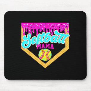 Softball Mama Drip Ice Cream Dripping Game Day Sof Mouse Pad