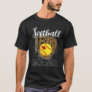 Softball Mama Funny Baseball Leopard Lover Mother' T-Shirt