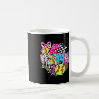 Softball Mama Game Day Leopard Checkered Mom Retro Coffee Mug