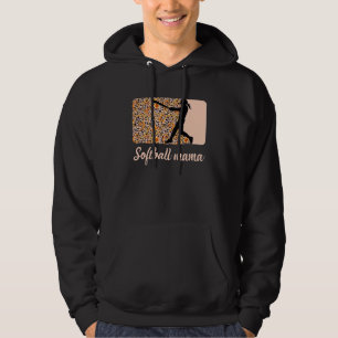 Softball Mama Leopard Sporty Mom Mother's Day Hoodie