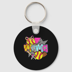 Softball Mama Mom Softball Game Day Vibes Mother's Keychain