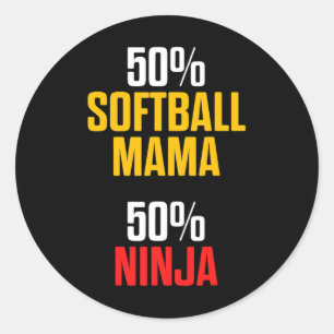 Softball Mama Proud Mom Team Player _1 Classic Round Sticker