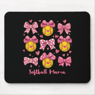 Softball Mama Softball Coquette Bow Softball Mom M Mouse Pad