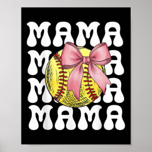 Softball Mama Softball Coquette Bow Softball Mom M Poster