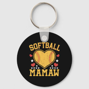 Softball Mamaw Funny Softball Love Heart Keychain