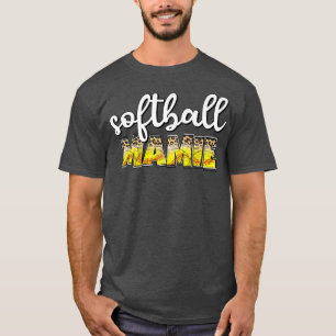 Softball Mamie Cheetah Pattern Grandma or Mom T-Shirt