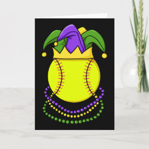 Softball Mardi Gras Carnival Themed Golfing Tourna Card