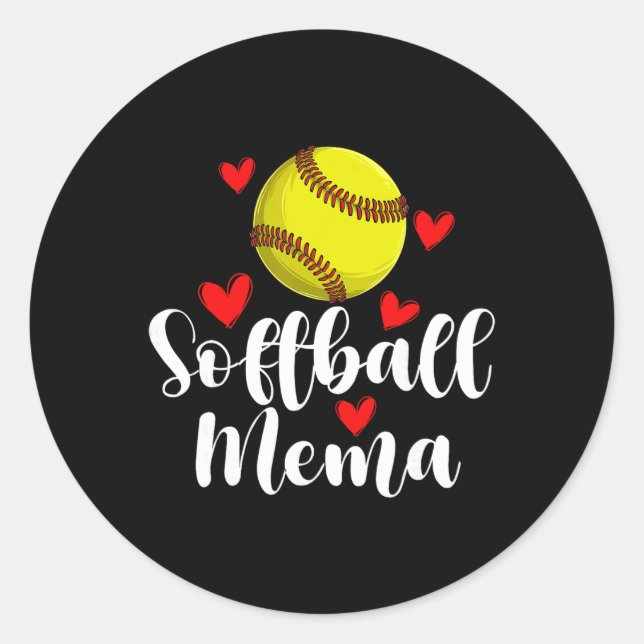 Softball Mema Of A Softball Player Mema  Classic Round Sticker (Front)