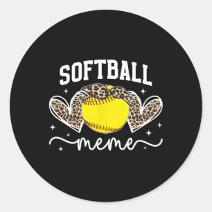 Softball Meme Heart Grandma Meme Of A Softball Pla Classic Round Sticker