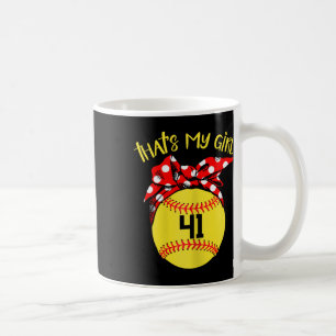 Softball Messy Bun That's My Girl #41 Mom Or Dad X Coffee Mug
