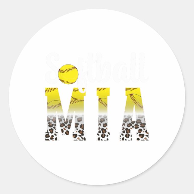 Softball Mia Leopard Grandma Mia Of A Softball Pla Classic Round Sticker (Front)