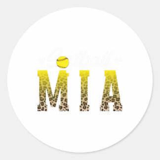 Softball Mia Leopard Grandma Mia Of A Softball Pla Classic Round Sticker